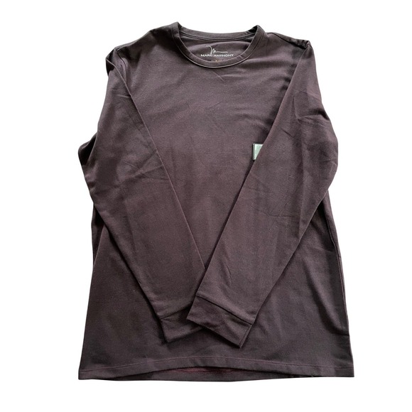 Marc Anthony Mens Burgundy LS Terry Crew Neck Shirt Slim Fit MM83K002RN - Picture 6 of 6